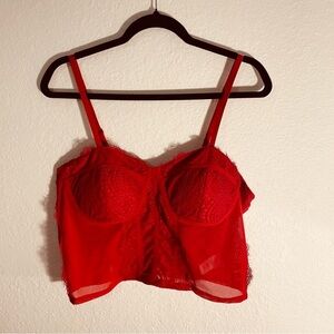 Madden NYC woman Red Lace Bustier Top size XXXL sexy crop sheer night out vday